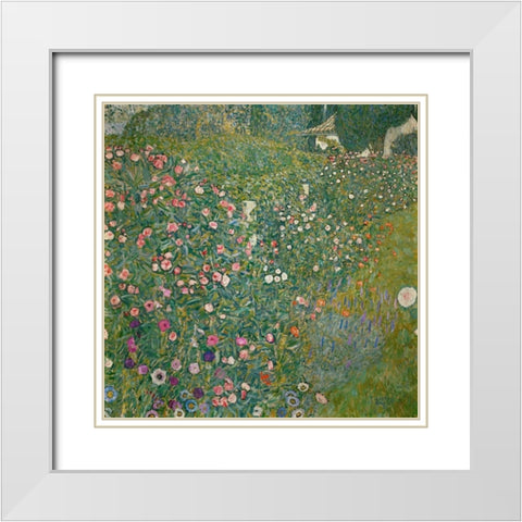 Italian Garden Landscape White Modern Wood Framed Art Print with Double Matting by Klimt, Gustav