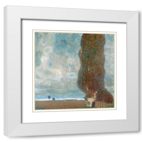 Big Poplars White Modern Wood Framed Art Print with Double Matting by Klimt, Gustav