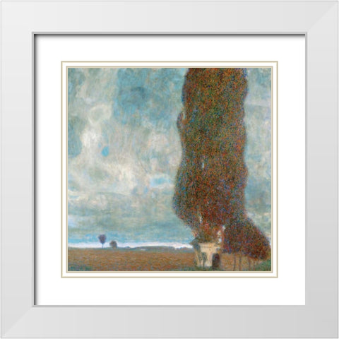Big Poplars White Modern Wood Framed Art Print with Double Matting by Klimt, Gustav