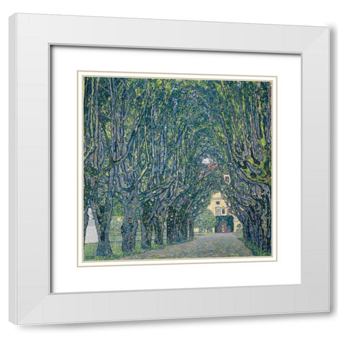 Allee im Park von Schloss Kammer White Modern Wood Framed Art Print with Double Matting by Klimt, Gustav