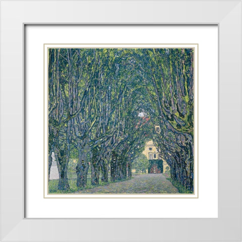 Allee im Park von Schloss Kammer White Modern Wood Framed Art Print with Double Matting by Klimt, Gustav