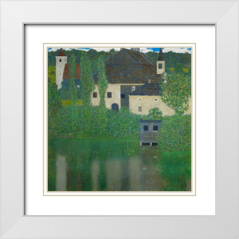 Schloss Kammer am Attersee White Modern Wood Framed Art Print with Double Matting by Klimt, Gustav