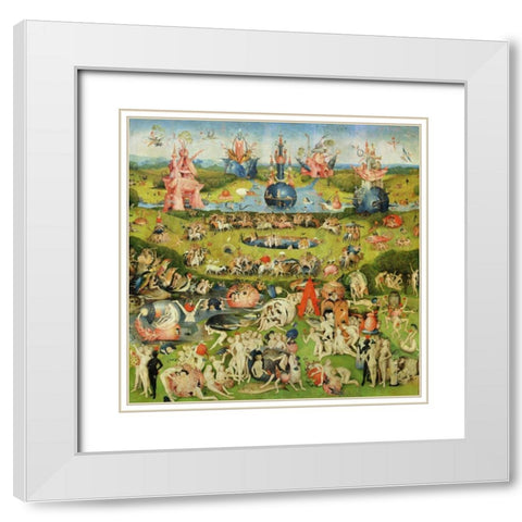 The Garden of Earthly Delights II White Modern Wood Framed Art Print with Double Matting by Bosch, Hieronymus