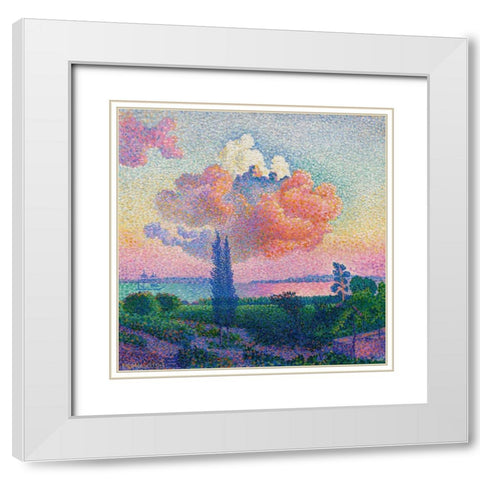 The Pink Cloud White Modern Wood Framed Art Print with Double Matting by Cross, Henri Edmond