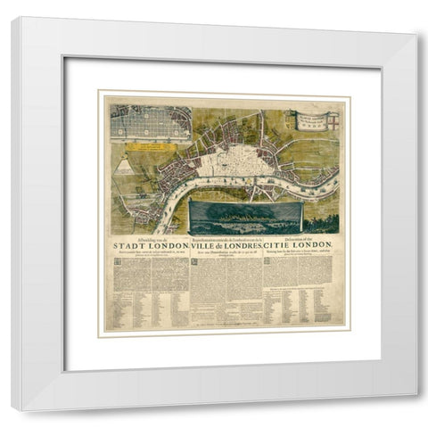 Map of London, 1666 White Modern Wood Framed Art Print with Double Matting by Anonymous