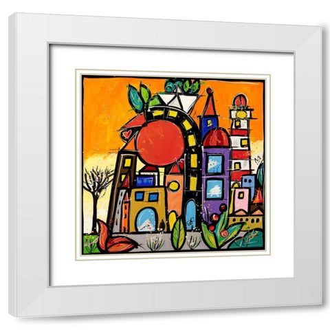 Calda protezione White Modern Wood Framed Art Print with Double Matting by Wallas