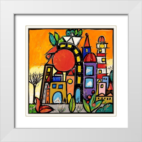 Calda protezione White Modern Wood Framed Art Print with Double Matting by Wallas