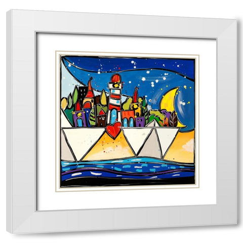 Congiunzione White Modern Wood Framed Art Print with Double Matting by Wallas