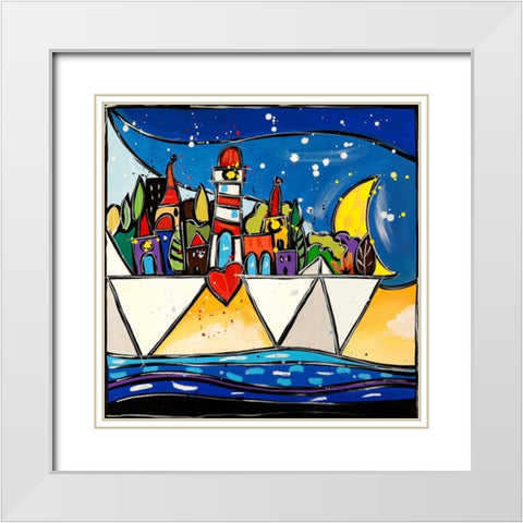Congiunzione White Modern Wood Framed Art Print with Double Matting by Wallas