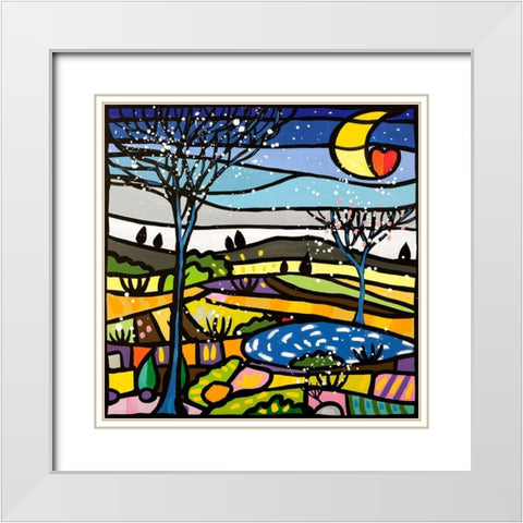 Notte serena White Modern Wood Framed Art Print with Double Matting by Wallas