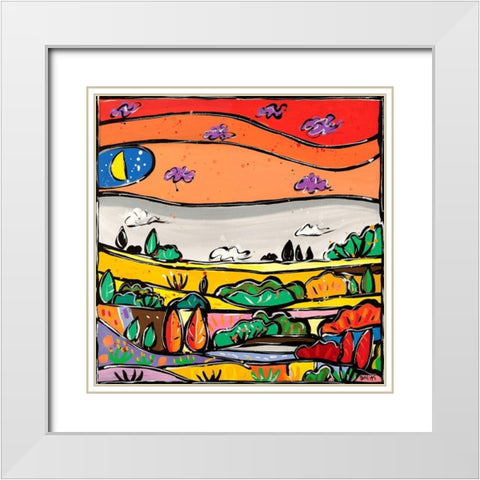 Parata di colori White Modern Wood Framed Art Print with Double Matting by Wallas