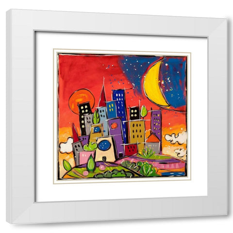 Rosso di sera White Modern Wood Framed Art Print with Double Matting by Wallas