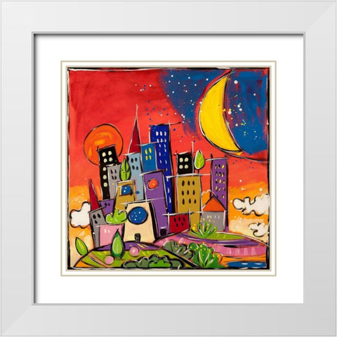 Rosso di sera White Modern Wood Framed Art Print with Double Matting by Wallas