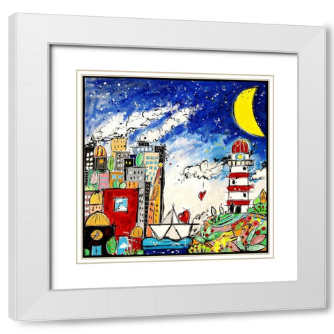 Nella citta dei sogni cE sempre amore White Modern Wood Framed Art Print with Double Matting by Wallas