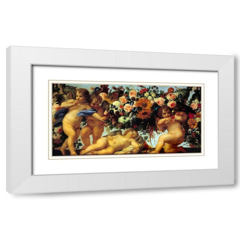 Amours et guirlandes de fleurs II White Modern Wood Framed Art Print with Double Matting by Maratta, Carlo