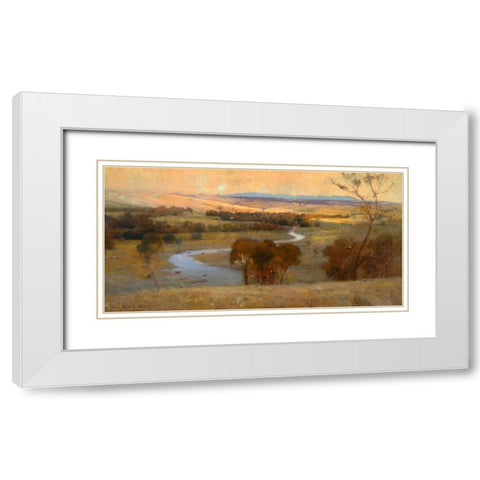 Still glides the stream, and shall for ever glide White Modern Wood Framed Art Print with Double Matting by Streeton, Arthur