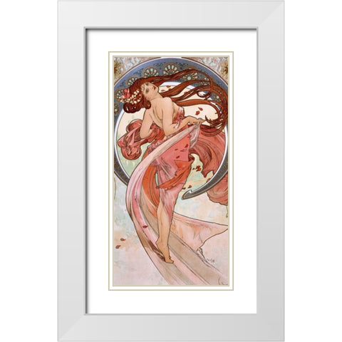 La-danse White Modern Wood Framed Art Print with Double Matting by Mucha, Alphonse