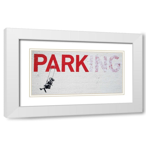 Broadway Los Angeles-graffiti attributed to Banksy - detail White Modern Wood Framed Art Print with Double Matting by Anonymous