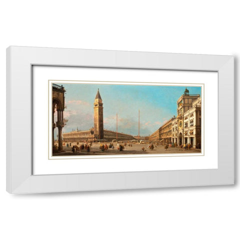 Piazza San Marco Looking South and West White Modern Wood Framed Art Print with Double Matting by Canaletto
