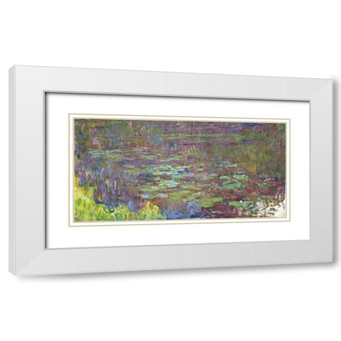 Waterlilies at Sunset White Modern Wood Framed Art Print with Double Matting by Monet, Claude