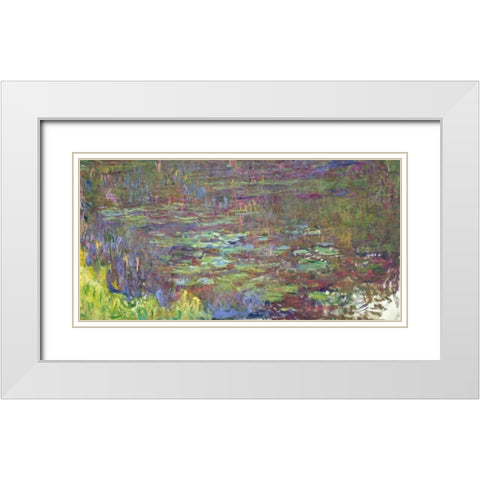 Waterlilies at Sunset White Modern Wood Framed Art Print with Double Matting by Monet, Claude