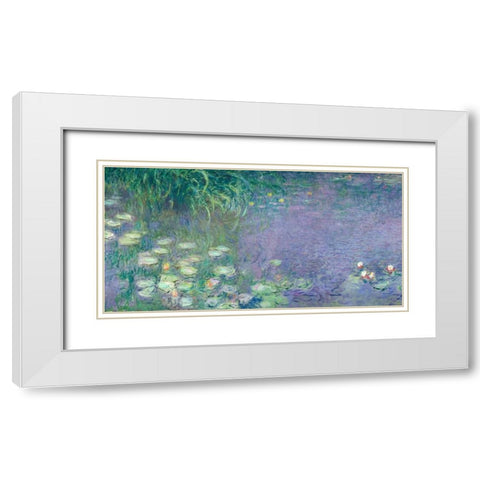 Morning I White Modern Wood Framed Art Print with Double Matting by Monet, Claude
