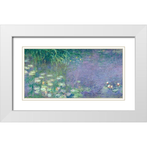 Morning I White Modern Wood Framed Art Print with Double Matting by Monet, Claude