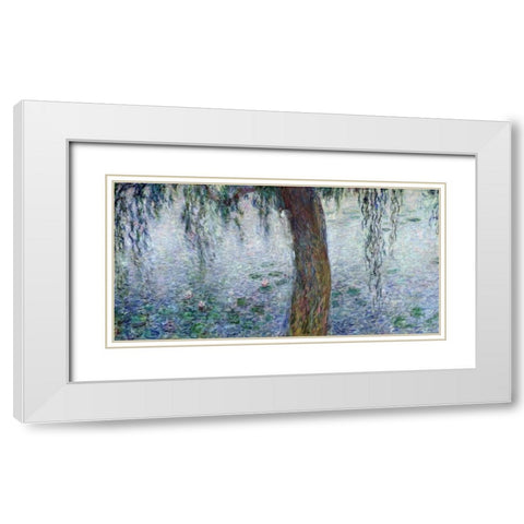 Morning with Weeping Willows I (detail) White Modern Wood Framed Art Print with Double Matting by Monet, Claude