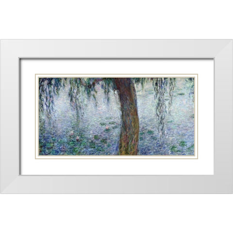 Morning with Weeping Willows I (detail) White Modern Wood Framed Art Print with Double Matting by Monet, Claude