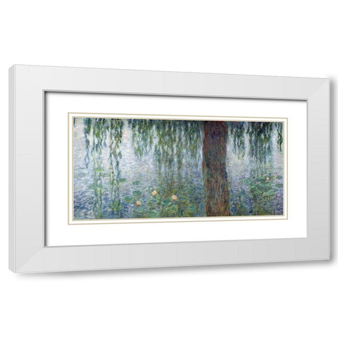 Morning with Weeping Willows II (detail) White Modern Wood Framed Art Print with Double Matting by Monet, Claude