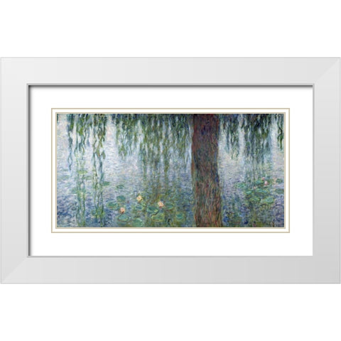 Morning with Weeping Willows II (detail) White Modern Wood Framed Art Print with Double Matting by Monet, Claude