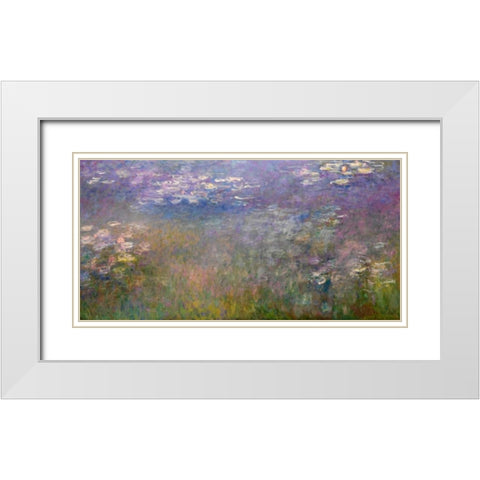 Water Lilies White Modern Wood Framed Art Print with Double Matting by Monet, Claude