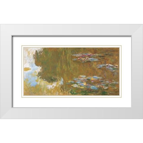 The Water Lily Pond White Modern Wood Framed Art Print with Double Matting by Monet, Claude