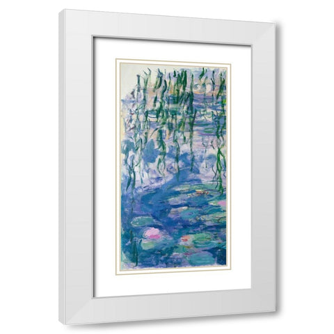 Waterlilies I White Modern Wood Framed Art Print with Double Matting by Monet, Claude