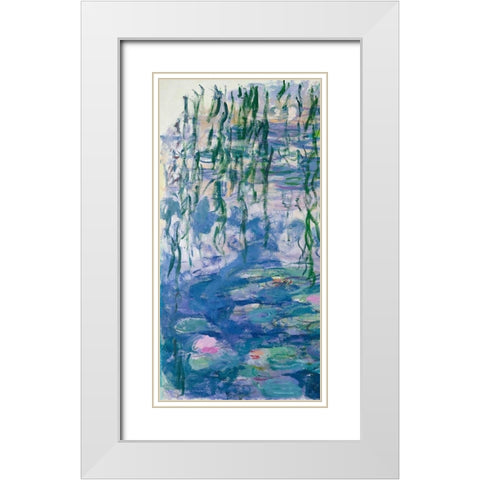Waterlilies I White Modern Wood Framed Art Print with Double Matting by Monet, Claude