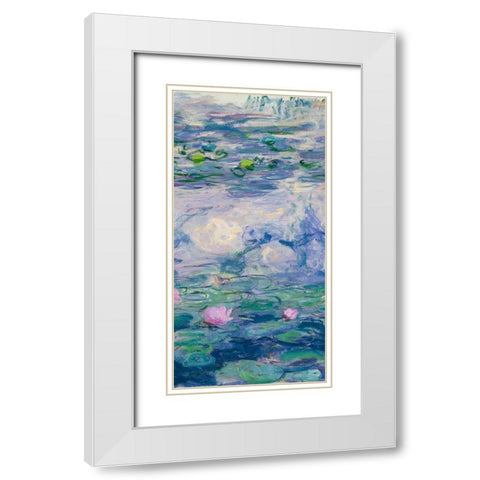 Waterlilies II White Modern Wood Framed Art Print with Double Matting by Monet, Claude