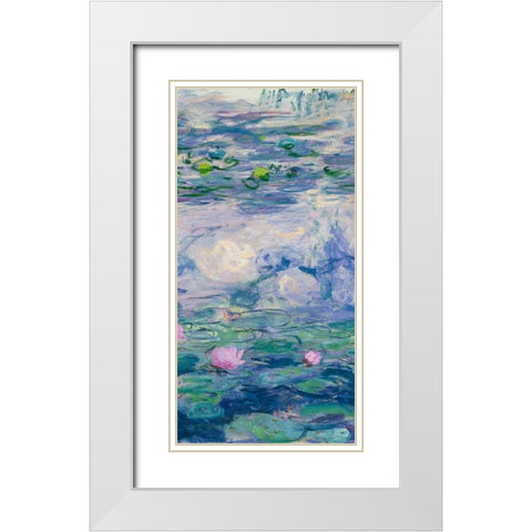 Waterlilies II White Modern Wood Framed Art Print with Double Matting by Monet, Claude