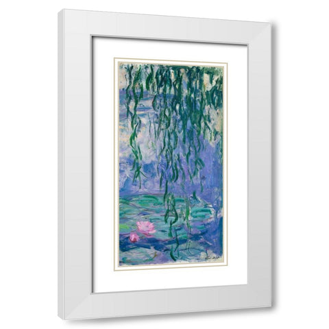 Waterlilies III White Modern Wood Framed Art Print with Double Matting by Monet, Claude
