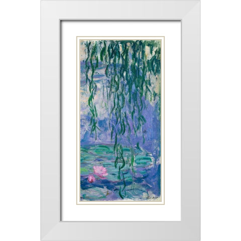 Waterlilies III White Modern Wood Framed Art Print with Double Matting by Monet, Claude