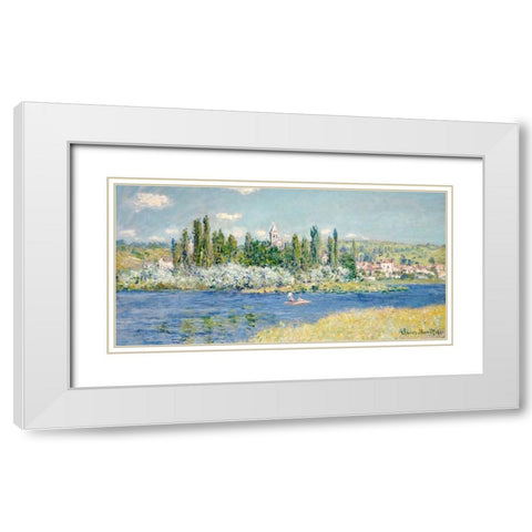 Vetheuil White Modern Wood Framed Art Print with Double Matting by Monet, Claude