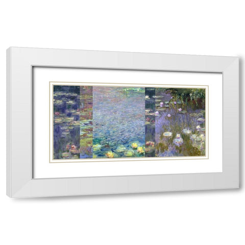 Waterlilies III White Modern Wood Framed Art Print with Double Matting by Monet, Claude