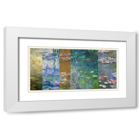 Waterlilies IV White Modern Wood Framed Art Print with Double Matting by Monet, Claude