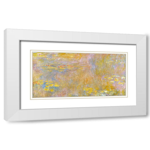 Waterlilies-Yellow Nirvana White Modern Wood Framed Art Print with Double Matting by Monet, Claude