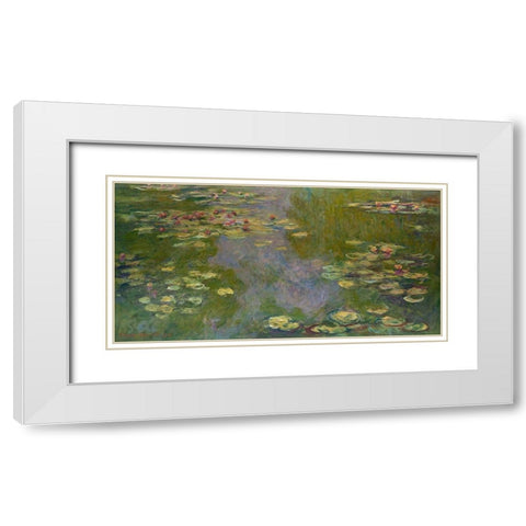 Water Lilies White Modern Wood Framed Art Print with Double Matting by Monet, Claude