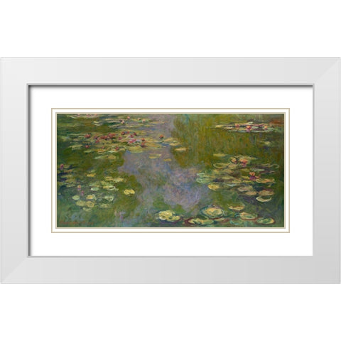 Water Lilies White Modern Wood Framed Art Print with Double Matting by Monet, Claude