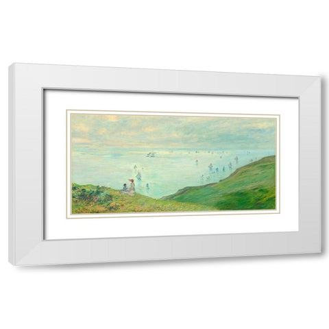 Cliffs at Pourville White Modern Wood Framed Art Print with Double Matting by Monet, Claude