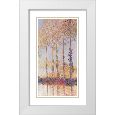 Poplars on the Banks of the Epte White Modern Wood Framed Art Print with Double Matting by Monet, Claude