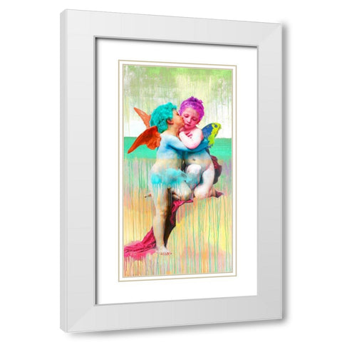 Bouguereau First Kiss 2.0 White Modern Wood Framed Art Print with Double Matting by Eric, Chestier