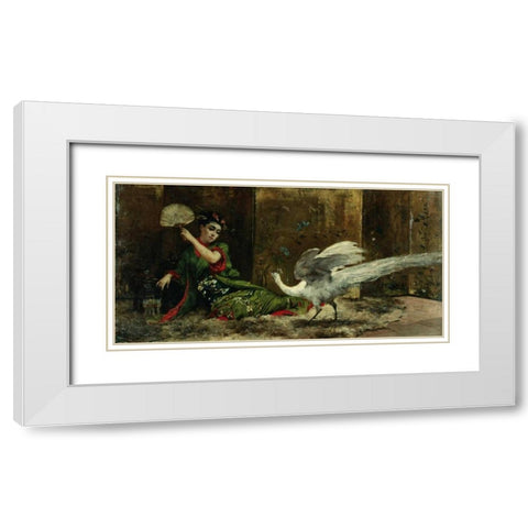 A Japanese Woman White Modern Wood Framed Art Print with Double Matting by Clairin, Georges