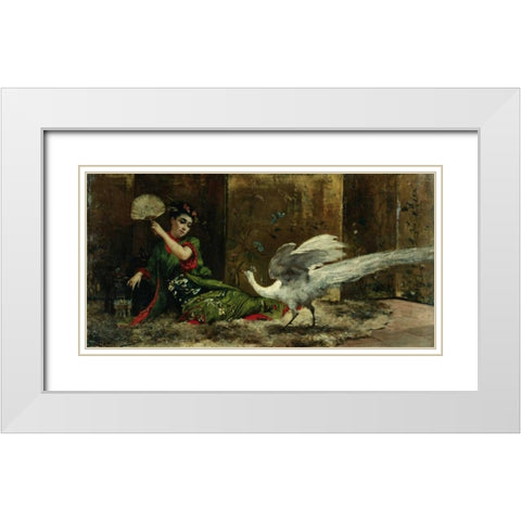 A Japanese Woman White Modern Wood Framed Art Print with Double Matting by Clairin, Georges